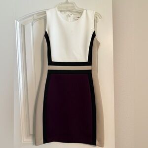 Calvin Klein Cream and Black Sheath Mini Dress